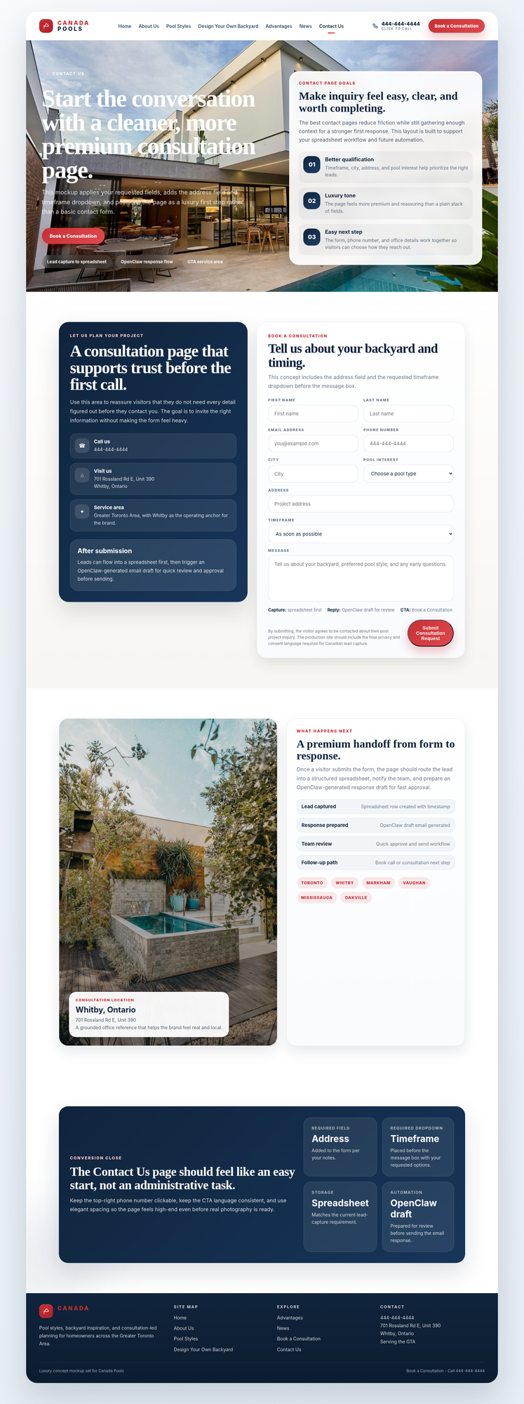 Approved Canada Pools Contact Us mockup