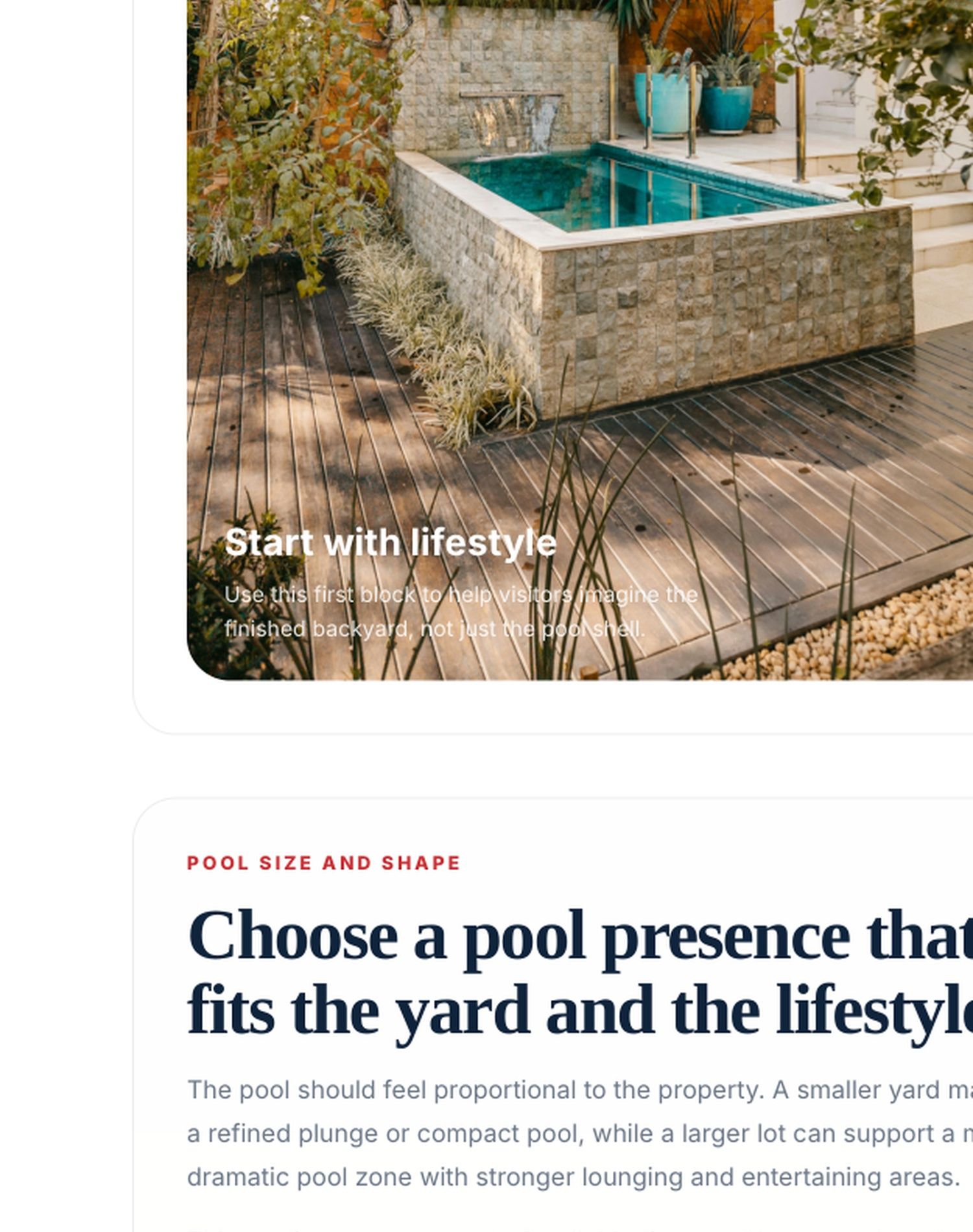 A dedicated question-and-answer page for common pool planning concerns.